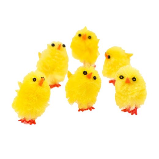 Set 6 pollitos chenille de pascua 4cm