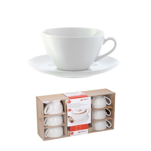 Conjunto de 6 xícaras de cappuccino com prato