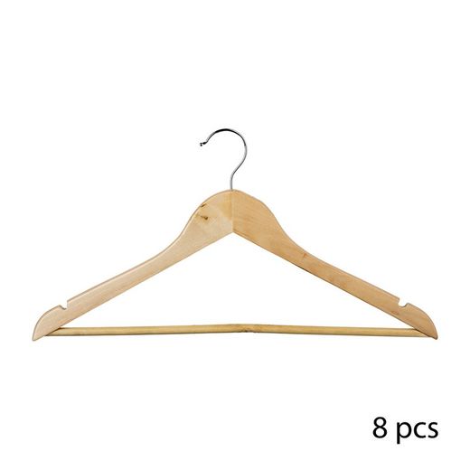 Conjunto de 8 cabides de madeira