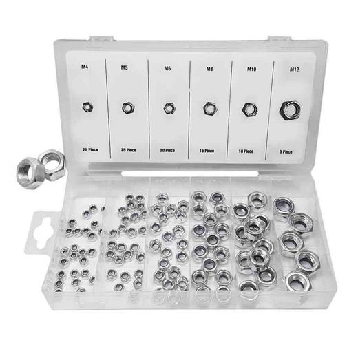 Conjunto de 100 porcas diversas com freio
