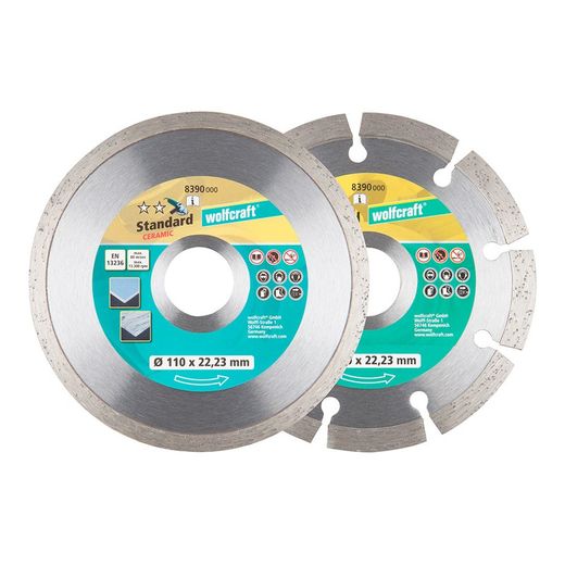 Ensemble de 2 disques à tronçonner diamantés. Ø 110mm 8390000 Wolfcraft