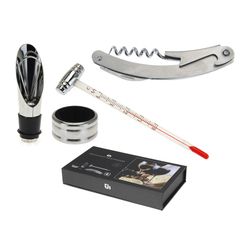 Conjunto de vinho (abridor - anti-gotejamento - termômetro)