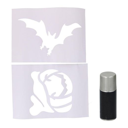 Set de décoration de fenêtre Halloween Spray + Pochoirs