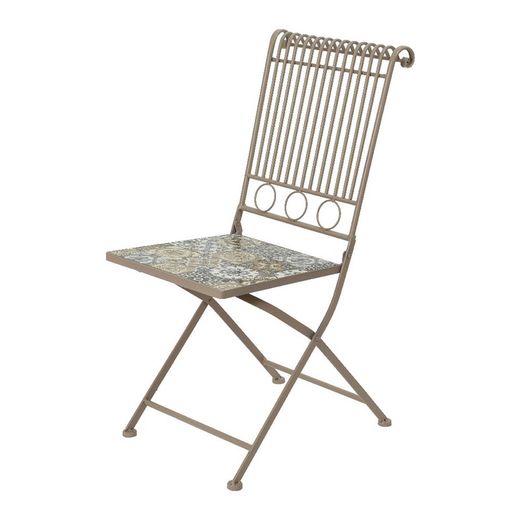 Cadeira Metálica/Mosaico Cor: Marrom 45x38x90cm Modelo Bistrô Exterior