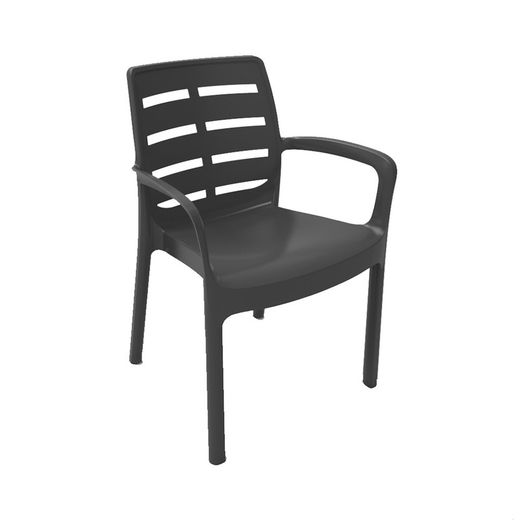 Chaise empilable résine noire 60,5x54x82cm ipae progarden
