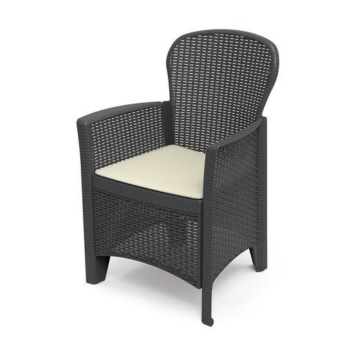 Cadeira imitação de rattan cor antracite 60x58x89cm (uso doméstico) ipae pro jardim