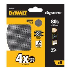 S.Of. Pack 5 Lijas De Malla Ø125mm Grano: 80 Para Lijadoras Rotoorbitales Dtm3103-Qz Dewalt