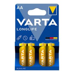S.De. Pile alcaline Varta Aa - Lr06 Longlife (Blister 4 unités) Ø14,5x50,5mm