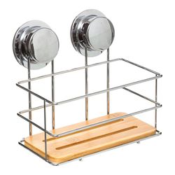 Suporte para chuveiro de bambu com ventosas