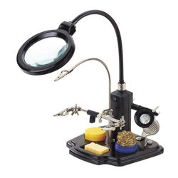 Suporte de ferro de solda Nimo Hrv7571 com lupa e clipes jacaré