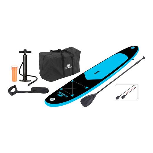 Planche de Surf Gonflable Bleu/Noir avec Pagaie, Gonfleur et Sac 281x71x10cm