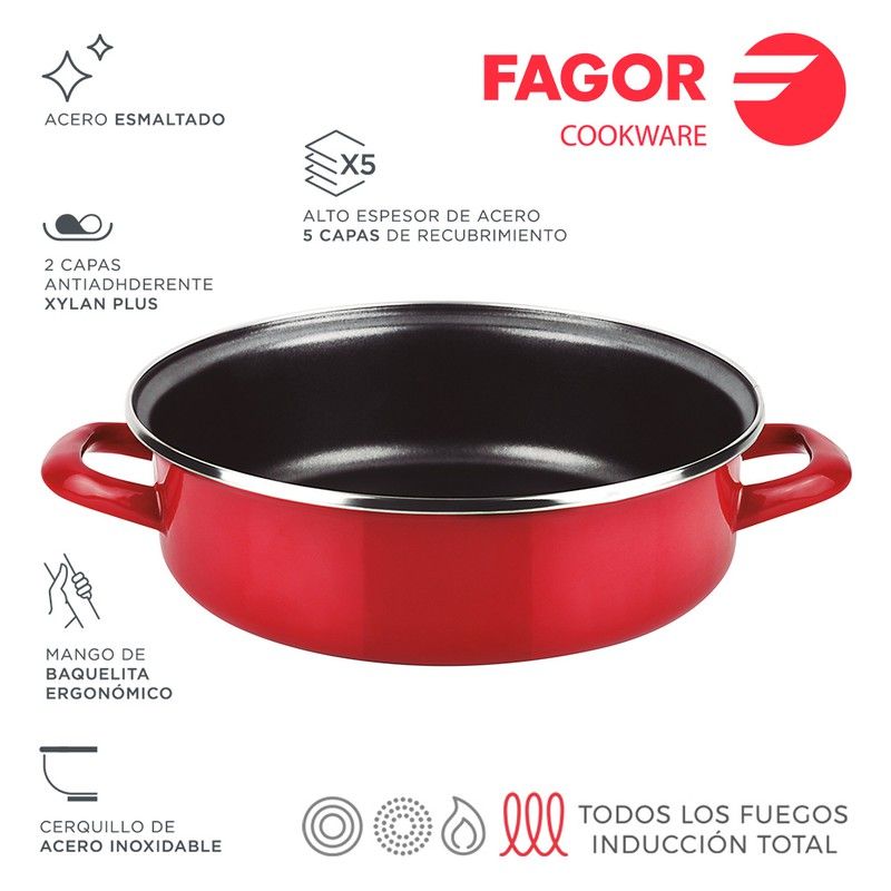 Tartera optimax ø26cm roja acero aisi 430 fagor