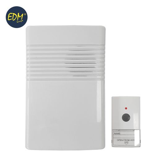 Timbre sin hilos pulsador y receptor a pilas (alcance 50 mts)