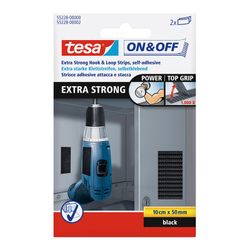 Bandes de fermeture extra fortes 10 cm x 50 mm 2 paires noires 55228 Tesa