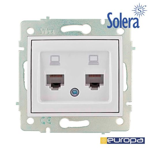 Tomada Dupla de Dados Rj4 Cat6 83x81mm S.Europa Solera Erp88/2