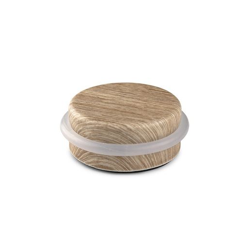 Butée de Porte Adhésive Plastique-Métal Décoré Noyer Américain Ø4,6x1,8cm Inofix