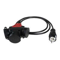 Antena tripla de borracha preta com plugue de 4,8 mm e cabo T/Tl de 2 m. Solera bipolar 5586cob