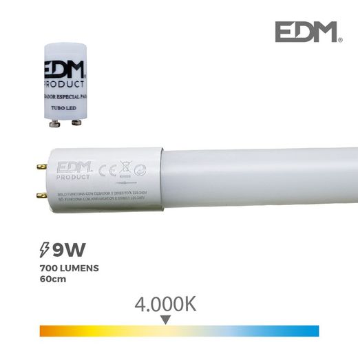 Tubo LED t8 9w 700 lm 4000k luz do dia (eq. 18w) edm