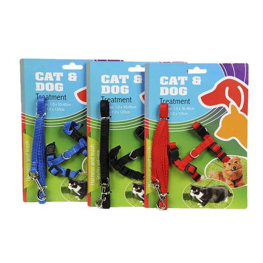 * ult. Unités harnais 30-40cm + sangle nylon 120cm pour chiots/chats coloris assortis