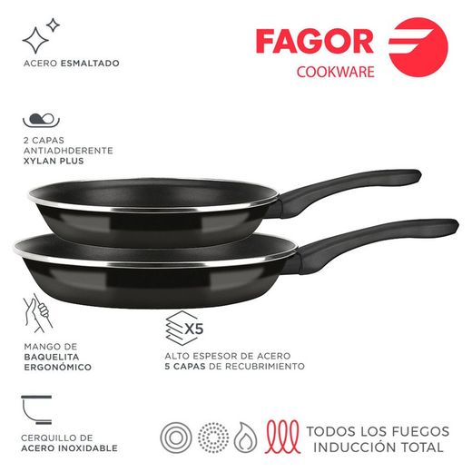 Ult. Poêles Optimax Ø20+24cm Acier émaillé 1,5mm Fagor