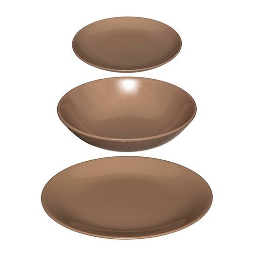Louça 18 Peças Cor Taupe