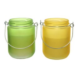 Bougie verre citronnelle 110gr 6x9cm couleurs assorties