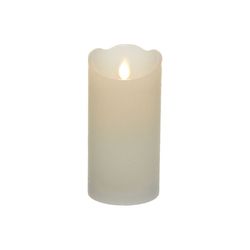 Bougie led intérieure 2xaa non incluse 7.5x15cm. Fini blanc rustique