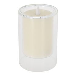 Vela LED em vidro com efeito de fogo real