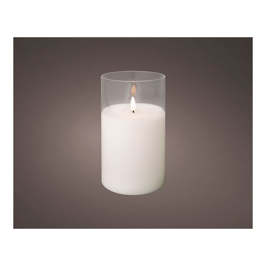 Bougie en Verre Ø10x17,5cm 1 Led Blanc