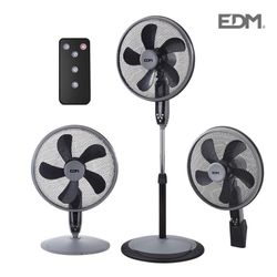 Ventilador 3 em 1 (piso, mesa e parede) lâminas pretas de ø de 55w 40 cm altura ajustável 110-130 cm edm