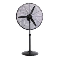 Ventilador de pé industrial oscilante. Com Base Circular Preta Potência: 180w Lâminas: Ø60cm Altura Ajustável 117-156cm Edm