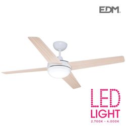 Ventilateur de plafond modèle chukotka bois / blanc 28w pales 132 cm edm