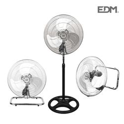 Ventilador industrial 3 em 1 (pé, piso e parede) cromo 80w ø lâminas 45 cm altura ajustável 165-185 cm edm