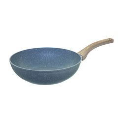 Wok de aço forjado de 28 cm com antiaderente de cerâmica modelo combinado natureza